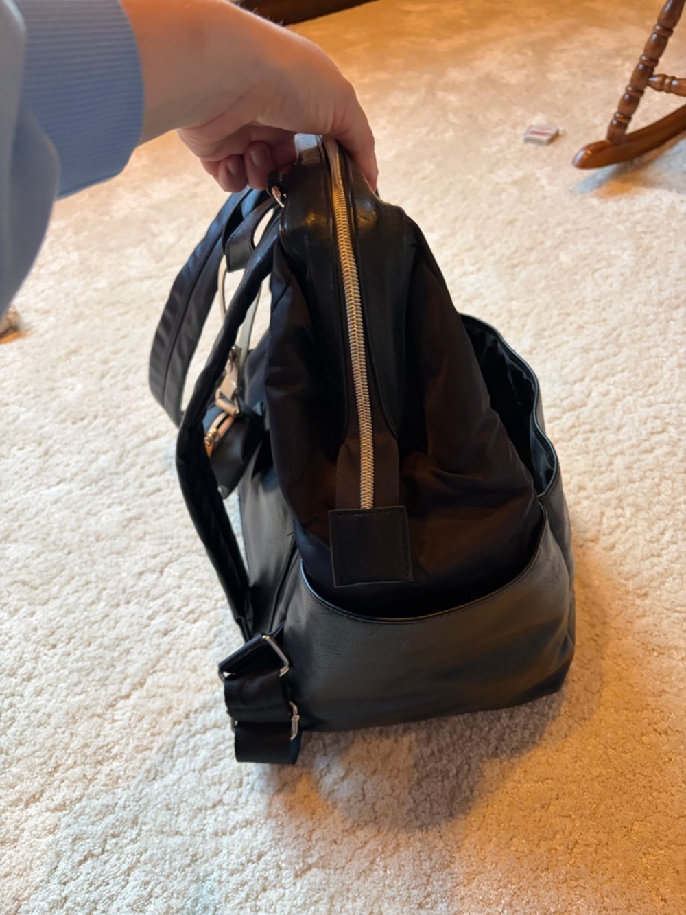 BEIS Black Baby Bag Backpack with Front Zip Pocket - Picture 6 of 6